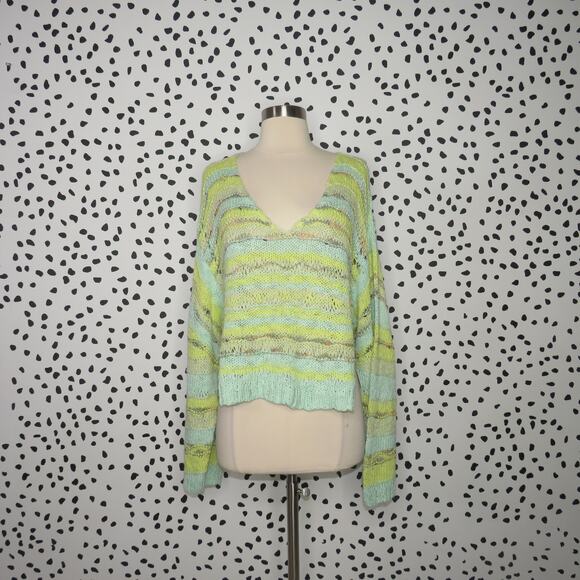 Free People Sugared Mint Lake Life Cropped Knit Pullover Sweater - Picture 3 of 12